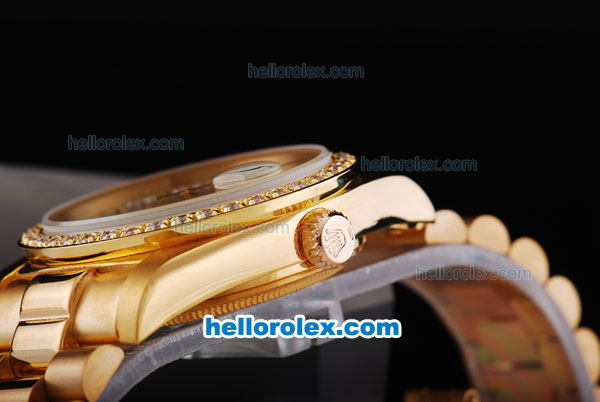 Rolex Day-Date Oyster Perpetual Full Gold with Diamond Bezel,Roman Marking - Click Image to Close